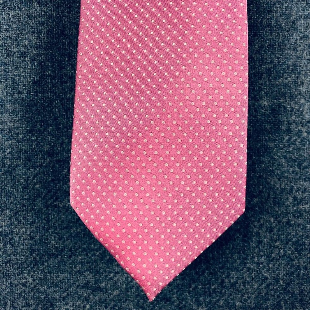 The Tie Bar Necktie Pink White Dots Silk Tie